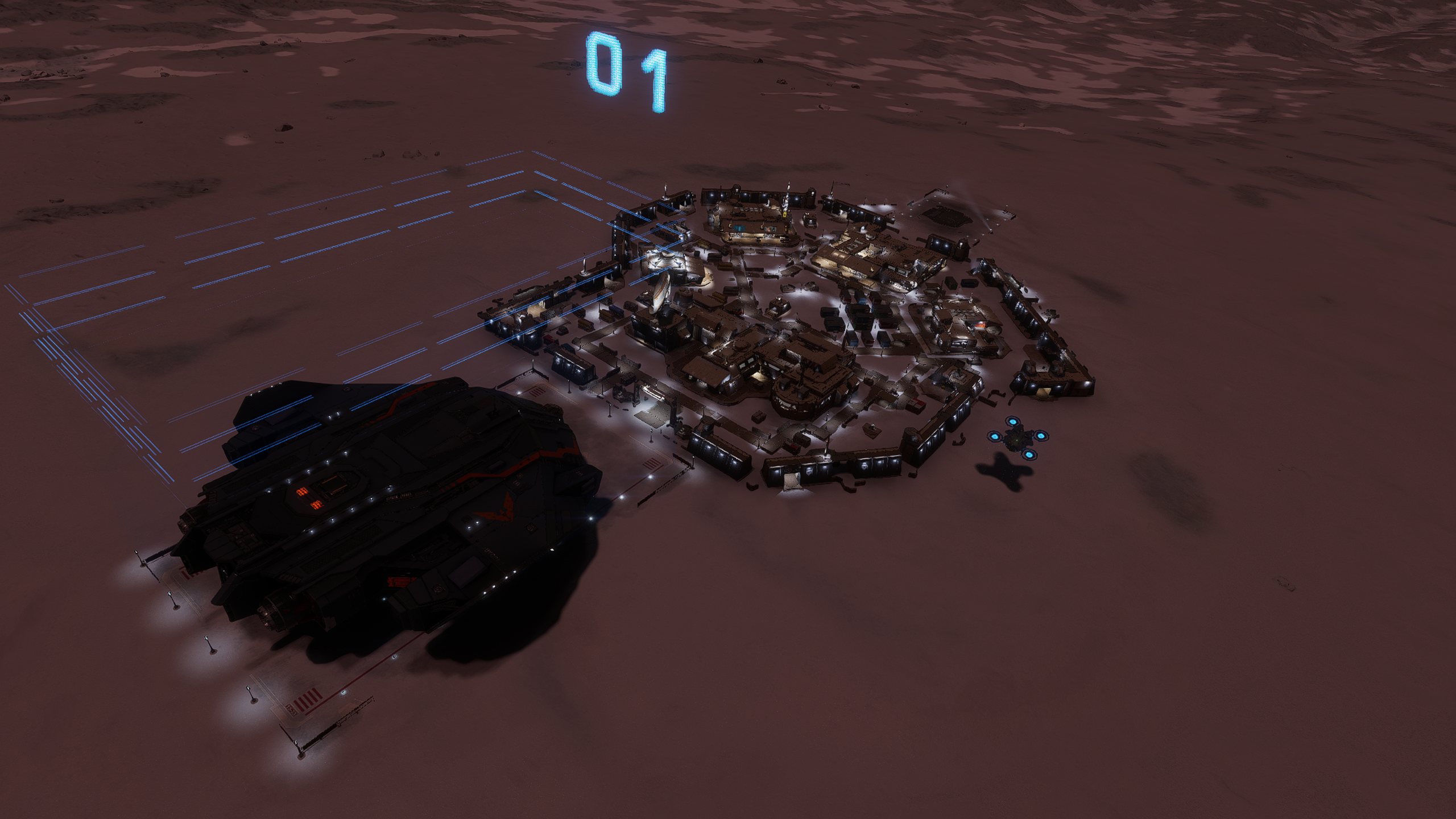 a screenshot of a Type 9, docked at a settlement that only has medium sized landing pads